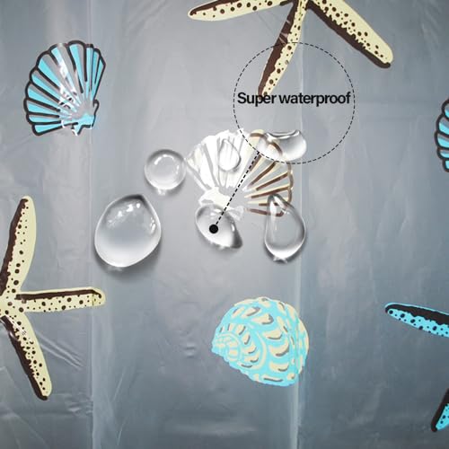 Plastic Shower Liner - Premium PEVA 4G Shower Curtain Liner with Rustproof Grommets and 3 Weighted Magnets, Waterproof Shower Curtains for Bathroom (Starfish) - color: Starfish, size: 71"W x 71"L (Pack of 1)