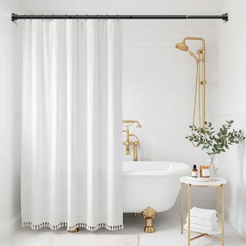 Shower Rod 31-63" Black Spring Tension Curtain Rod Adjustable | 7/8" Shower Curtain Rod Carbon Steel Tube, Rust-Proof Non-Slip Tool-Free, Curtain Rods for Windows Bathroom Room Divider - color: Black, size: 31"-63"-1P