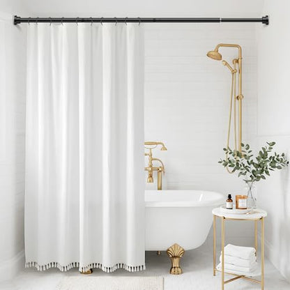Shower Rod 31-63" Black Spring Tension Curtain Rod Adjustable | 7/8" Shower Curtain Rod Carbon Steel Tube, Rust-Proof Non-Slip Tool-Free, Curtain Rods for Windows Bathroom Room Divider - color: Black, size: 31"-63"-1P