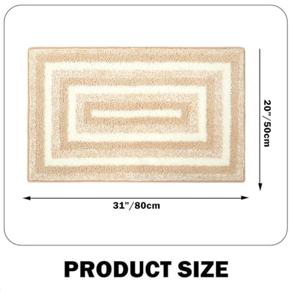 Rugs Non-Slip Washable, Extra Soft Absorbent Bath Rug, Machine Washable Bathroom Mat, Thick Bath Mat for Tub, Shower, Bathroom, Brown, 20"x31" - color: Brown