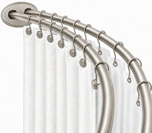 Utopia Alley Signature Aluminum Series Double Curved Shower Curtain Rod, Adjustable 45-72 Inch, Rustproof Aluminum, Dual Rod Design, Separates Curtain & Liner, Adds 8 Inches More Space, Brushed Nickel - color: Brushed Nickel
