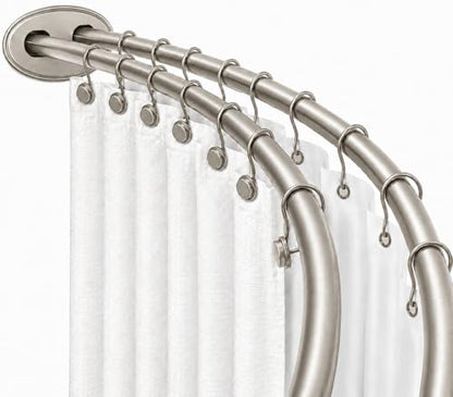 Utopia Alley Signature Aluminum Series Double Curved Shower Curtain Rod, Adjustable 45-72 Inch, Rustproof Aluminum, Dual Rod Design, Separates Curtain & Liner, Adds 8 Inches More Space, Brushed Nickel - color: Brushed Nickel