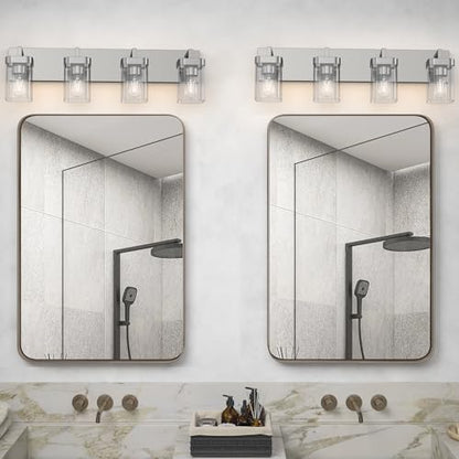 4-Light Bathroom Light Fixtures, Brushed Nickel Vanity Lights for Bathroom, Kitchen, Living Room, Modern Bathroom Vanity Lights with Clear Glass Shades - color: Brushed Nickel, size: 4 Light
