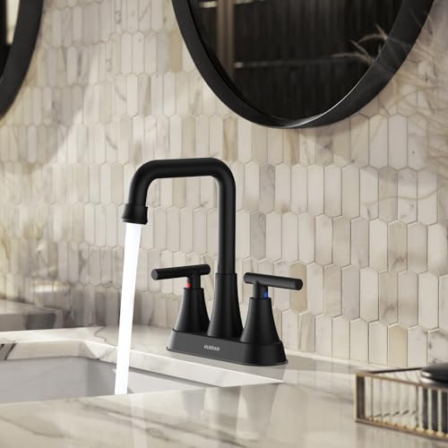 Matte Black 4 inch Centerset Bathroom Faucets for Sink 2-3 Hole | Bathroom Sink Faucet with Pop-up Drain and Supply Lines, Stainless Steel 2-Handle Centerset Faucet for Vanity RV Restroom - color: Matte Black X2