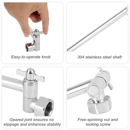 Adjustable Shower Head Extension Arm, 11in Shower Arm Extender with Locking Nut Universal G1/2 Male to Female Connection Anti-Leak Design for Fixed & Handheld Showerheads
