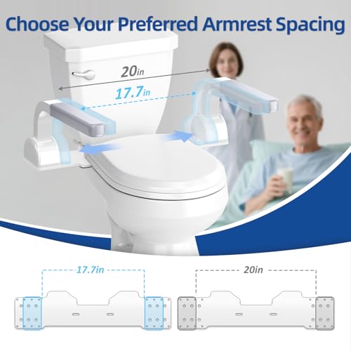 ZEAGUS Width Adjustable Toilet Safety Rails - 500lb Toilet Safety Frame | Grab Bars, 60° Adjustable & Space-Saving Toilet Assist Arms for Seniors, Disabled, Elderly, Mobility-Impaired