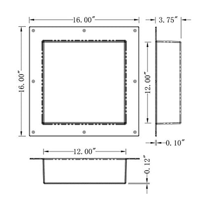 Shower Niche Ready for Tile Flapped Over Designed Shower Shelf Insert 16X16(UGSN1616) - style: UGSN1616