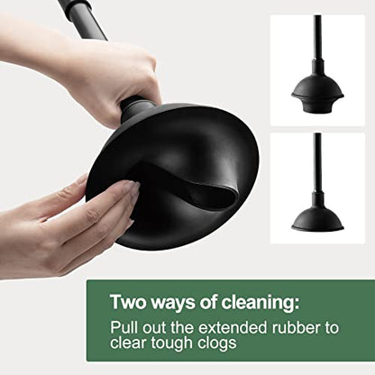 Eyliden Toilet Plunger and Brush Set, 2-in-1 Compact Holder, Black | Unclogs Toilets, Deep Cleans Bowls, Nylon Bristles, Rubber Cup, Durable Plastic Caddy, Space-Saver, Bathroom Cleaning Tools - color: Black
