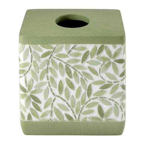Avanti Linens - Tissue Box Cover, Resin Countertop Accessories, Guest Bathroom Essentials (Stratford Collection, Green) - size: Tissue Box Cover