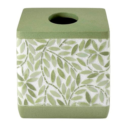 Avanti Linens - Tissue Box Cover, Resin Countertop Accessories, Guest Bathroom Essentials (Stratford Collection, Green) - size: Tissue Box Cover