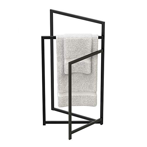 Gatco 1520MX Freestanding Towel Holder, Floor Standing Bathroom Towel Rack, Modern Open-Arm Design (Matte Black Finish)