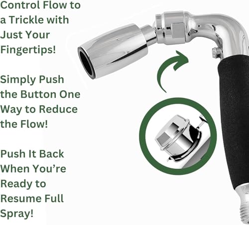 High Sierra® Solid Lead-Free Metal Handheld Shower Head, Trickle Valve, Includes 72” Flexible Stainless Steel Hose With Biofilm Resistant Silicone Inner Tube, Holder. Low Flow 1.8 GPM. Chrome - color: Chrome, size: 1.8 GPM