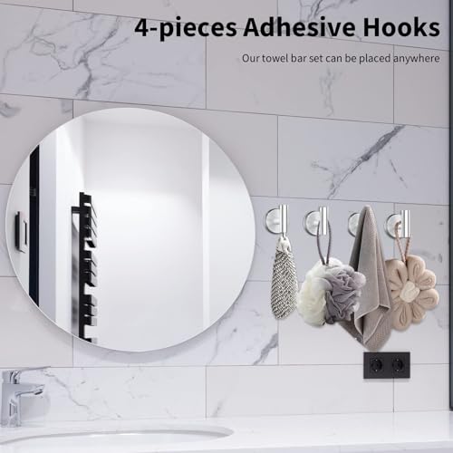 Newfun 10-Pieces Brushed Nickel Bathroom Hardware Set 24 Inch | Includes 24 Inch Towel Racks for Bathroom Wall Mounted, Toilet Paper Holder, Towel Hooks, Towel Rings for Bathroom Wall - color: Brushed Nickel-ring