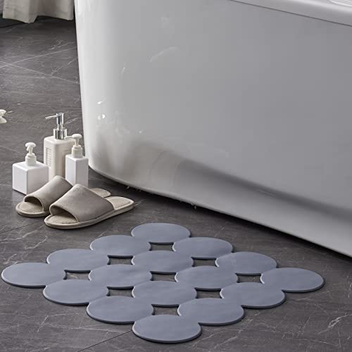 Webos Square Shower Mat Nonslip - Rubber Bathtub Mat with Suction Cups for Inside Shower Bathroom Floor (Grey, 21X21”) - color: Grey