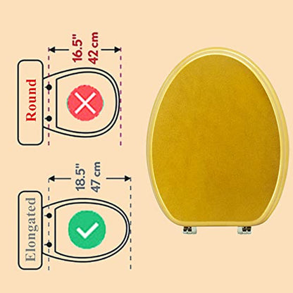 Elongated Toilet Seat Wood Toilet Seat Prevent Shifting with Zinc Alloy Hinges American Standard Size Toilet Seat Easy to Install also Easy to Clean(Elongated,Sparkling Classical Gold) - color: Classical Gold, size: Elongated