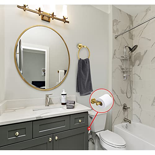 Gold Toilet Paper Holder, Towel Ring Set 2 Pieces Hand Towel Holder for Bathroom Hardware Accessories Set SUS304 Stainless Steel Sturdy Wall Mount Bathroom Holder… - color: Brushed Gold