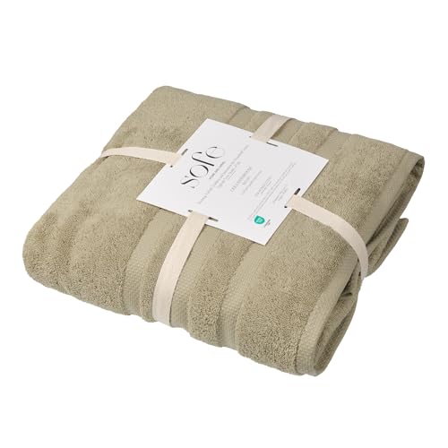 SOFE H&L | Olea Luxury Turkish Cotton Bath Towel Set of 1 : 1 Jumbo Bath Towel Green | Premium, Soft, Durable, Absorbent | XL Bath Towels Oversized - color: Green, size: Set of 1 (1 Jumbo Bath Towel)