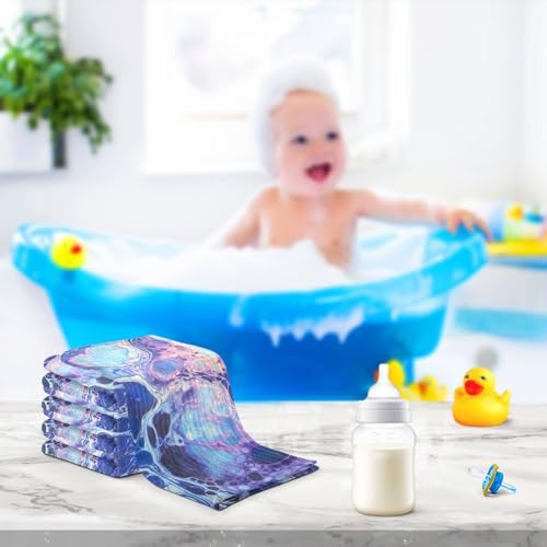 Blue Purple Texture Baby Washcloths, 3 Pack of Cotton Newborn Washcloths, Extra Soft & Ultra Absorbent Muslin Washcloths Baby, Unisex 12 X 12 in - size: 12x12 Inch (3Pack)