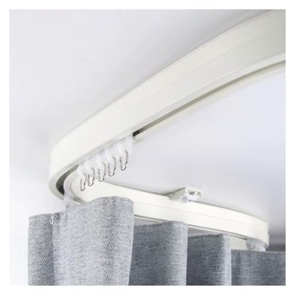 White Curved Curtain Track Ceiling Mount Heavy Duty, Wall Mounting Shower Closets Curtains Bendable Rail 50 45 40 35 30 25 20 15 10 5 ft, for Privacy in Open Rooms(Wall Mount,1.5m/4.9ft) - color: Wall Mount, size: 1.5m/4.9ft