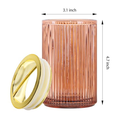 Glass Toothbrush Holder, Clear Bathroom Toothbrush Holder Set, 12oz Bathroom Tumbler Cup, Bathroom Storage Cup Organizer for Tooth Brush, Toothpaste and Makeup Brush - color: Brown Gold