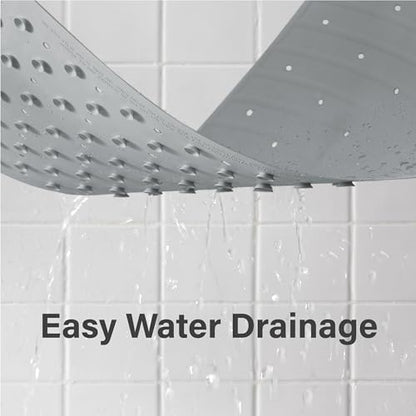 Extra Long Rubber Bathtub Mat, Non-Slip Shower Tub Mat, 39x16 Inch, Bath Tub Floor Mat with Suction Cups and Drainage Holes, Grey - color: Grey
