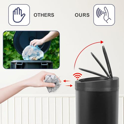 Kitchen Trash Can Automatic Black Trash Can with Lid 13 Gallon Garbage Bin | Motion Sensor Bathroom Trash Can,50 Liter Touchless Trash Bin,Garbage Can Waterproof Wastebasket for Toilet,Office,Caravans, - color: Black
