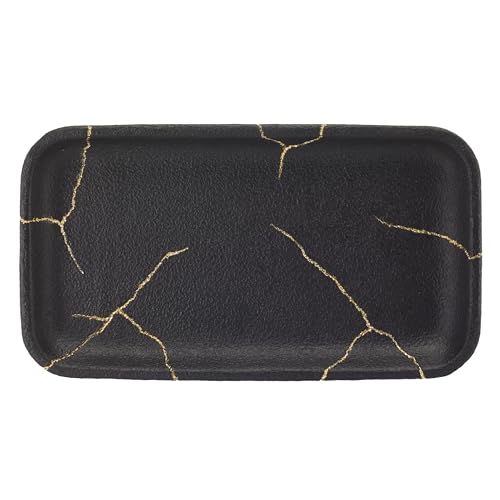 Nicole Miller - Vanity Tray, Resin Countertop Accessories, Dorm Room Essentials (Sydney Collection, Black/Gold) - size: 5.5" x 1" x 10"