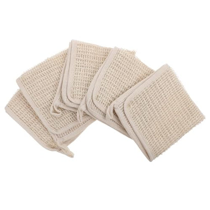 Happyyami 5pcs Linen Bath Towel Set with Rich Foam and Massage Features, Square Shower Bathing Towels for Exfoliating and Deep Cleansing in Bathroom