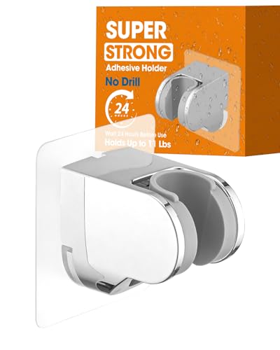 Handheld Shower Head Holder Super Strong Adhesive No Drill Adjustable Wall Mount for Hand Held Wand, Ideal for Kids, Elderly, and Short Users (Chrome) - color: Chrome