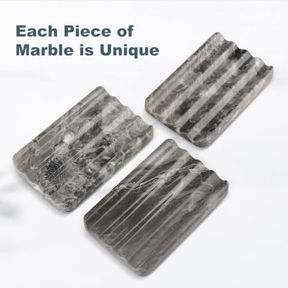 Karibiber Marble Soap Dish, Bar Soap Holder Shower, Brown Soaps Saver with Water Ripple Design, Easy Cleaning Stone Sponge Holder for Kitchen Sink，Bathroom, Executive Natural Stone Soap Tray - color: Arabescato Orobico(brown）