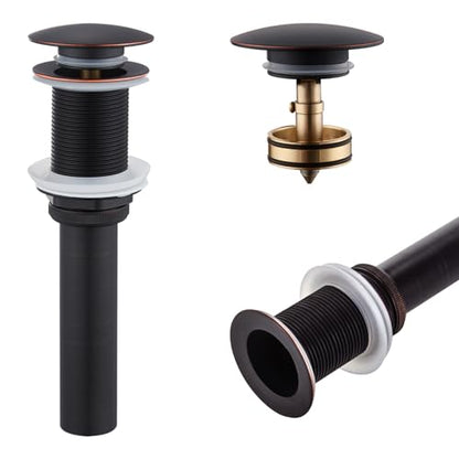 KOKOSIRI Pop Up Sink Drain with Strainer Basket, Oil Rubbed Bronze Bathroom Sink Drain with Detachable Hair Catcher Anti Clogging for Vanity Vessel Sink Without Overflow, C1002ORB - color: Oil Rubbed Bronze