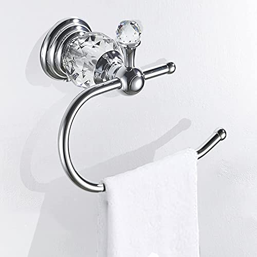 WOLIBEER Crystal Towel Hook, Chrome Towel Ring Toilet Paper Holder Hand Towel Holder Tissue Roll Paper Holder Towel Hanger Silver Bathroom Accessories 2 Pieces Wall Mounted - color: Chrome