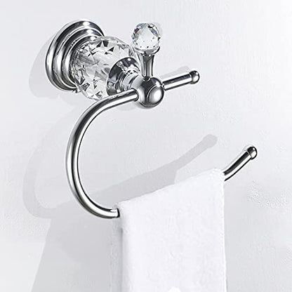 WOLIBEER Crystal Towel Hook, Chrome Towel Ring Toilet Paper Holder Hand Towel Holder Tissue Roll Paper Holder Towel Hanger Silver Bathroom Accessories 2 Pieces Wall Mounted - color: Chrome