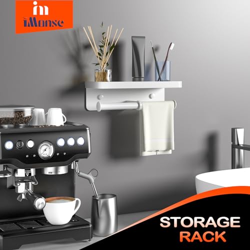 Double Toilet Paper Holder with Shelf, iMonse Paper Towel Holder Wall Mount,Tissue Roll Holder for Bathroom Kitchen RV, Double Tissue Roll Rack with Adhesive & Screw (White) - color: White-twoside