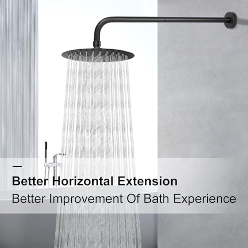 NearMoon Shower Arm, Extra Extension Arm with Flange, Stainless Steel Wall-Mounted Showerhead Extender Pipe (24 Inch, Matte Black) - color: Matte Black, style: 24 Inch
