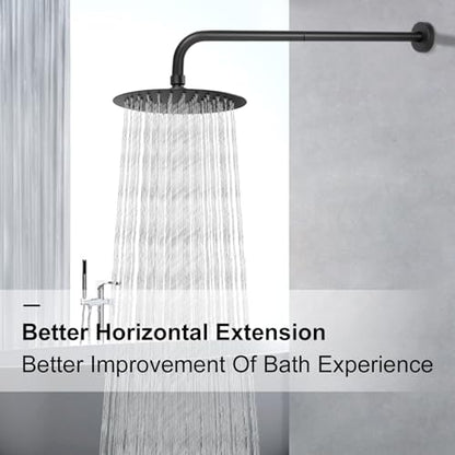 NearMoon Shower Arm, Extra Extension Arm with Flange, Stainless Steel Wall-Mounted Showerhead Extender Pipe (24 Inch, Matte Black) - color: Matte Black, style: 24 Inch