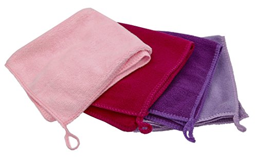EcoSol Designs - Microfiber Towels, Cleaning & Drying Must-Have, Soft, Thick Dry/Wipe for Personal/Home/Office/Car Use, 4 12x12 Towels with Hanging Loops in Dark and Light Pink, Purple & Lavender - color: Pink Dark, Pink Light, Purple, Lavender