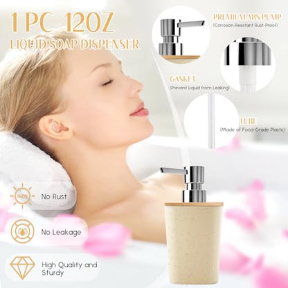 Beige Bathroom Accessories Set with Sequin Shower Curtain Beige Bathroom Decor with Trash Can,Toothbrush Holder, Toothbrush Cup,Soap Dispenser, Tray, Soap Dish,Toilet Brush - size: Bath Set+Shower Curtain+Towel Set, style: Beige
