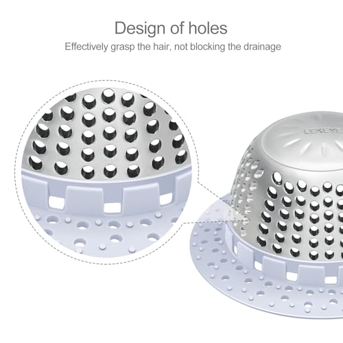 LEKEYE Shower Drain Hair Catcher/Bathtub Drain Cover/Drain Protector for Pop-Up & Regular Drains(Light Blue) - color: Light Blue
