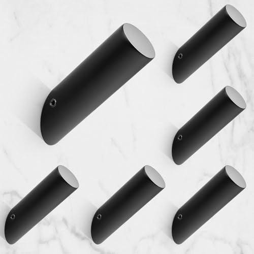 NINETREX Black Wall Hooks, Matte Black Towel Hook, Wall Mounted 6 Pack | Modern Robe Hooks, SUS 304 Stainless Steel, Heavy Duty, for Bathroom Entryway Bedroom Coat Key Mudroom Garage - color: Black-Round, size: 6 Pack