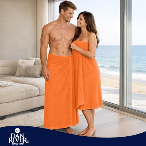 DAN RIVER Pack of 1 Jumbo Bath Sheet 40x80 Inches, Soft Fluffy Bath Sheets Towels for Adults, Quick Dry Shower Towels - Orange - color: Orange