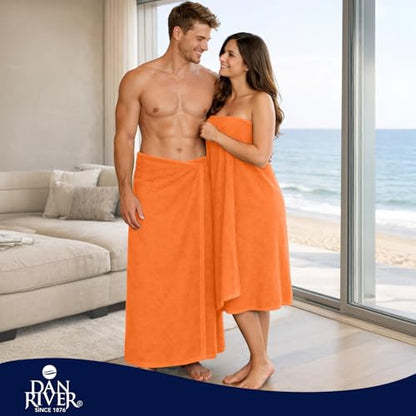DAN RIVER Pack of 1 Jumbo Bath Sheet 40x80 Inches, Soft Fluffy Bath Sheets Towels for Adults, Quick Dry Shower Towels - Orange - color: Orange