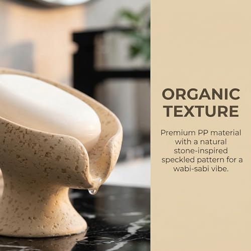 Bar Soap Holder, Soap Dish for Shower, Self Draining Soap Dish,Travertine Style Soap Holder, Used for Sinks, Bathrooms, Showers,Kitchens (Light Khaki Limestone) - color: Light Khaki Limestone