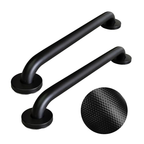 24 Inch Handicap Grab Bars, 2 Pack Stainless Steel Grab Bar for Bathtubs and Showers, Wall Mount Safety Shower Grab Bars for Seniors Injury Elderly, Matte Black Knurled - color: Black Knurled, size: 24 Inch (Pack of 2)
