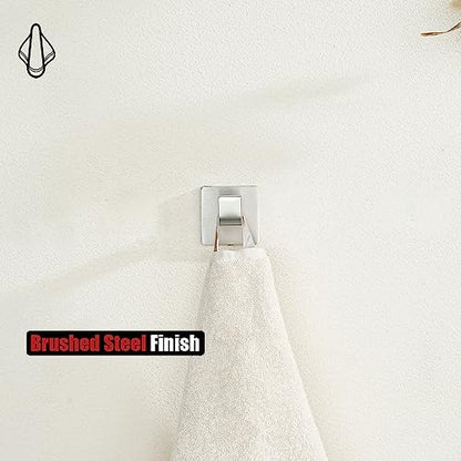 JQK Bathroom Towel Hook Brushed, Coat Robe Clothes Bath Wall Hooks for Kitchen Garage SUS 304 Stainless Steel Thick 0.8mm, 2 Pack Brushed Steel, TH250-BN-P2 - color: Brushed Steel