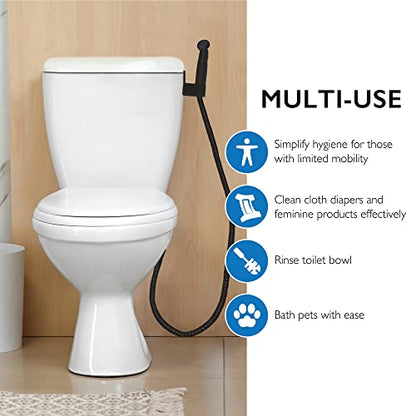 Handheld Single-Function Bidet Sprayer, Dual Mount, 48-Inch Stainless Steel Hose, Easy Install, Toilet Hygiene Solution – Design House, 583906 - color: Matte Black