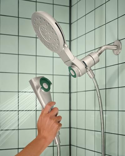 Moen 220C2EPSRN Verso Showerhead Combo, Magnetix, Brushed Nickel | Rain and handshower combo, Magnetix docking, Infiniti dial spray control, 60" hose, brushed nickel finish - color: Spot Resist Nickel