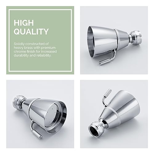 Angle Simple Shower Head High Pressure, Brass Shower Sprayer G 1/2, Chrome | High Flow Rinsing, Swivel Joint to Change Position, Adjustable Lever for Gentle Stream, Use in Bathroom or Outdoor - color: Chrome