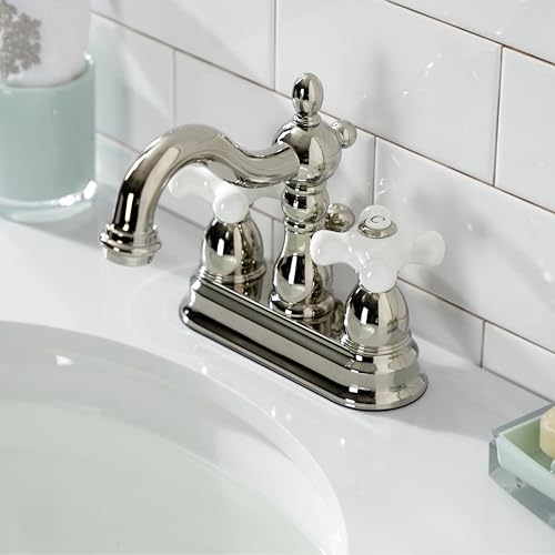 Kingston KB1606PX 4" Centerset Bathroom Faucet, Polished Nickel - color: Polished Nickel
