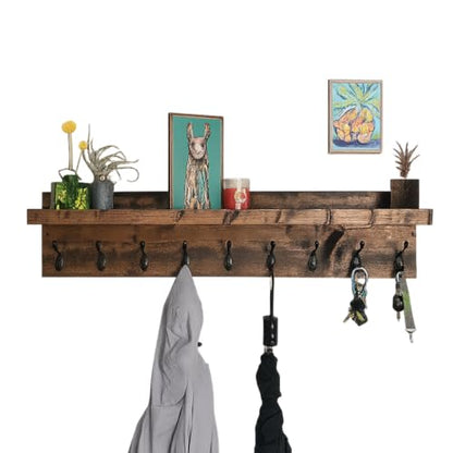 Coat Rack with Shelf Wall Mounted with Storage (Choose Your Length) Towel Rack Entryway Organizer Key Hooks (24" L (6 Hooks)) - size: 24"L (6 hooks)